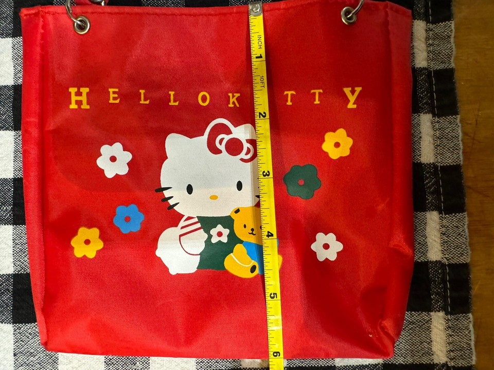 Hello Kitty Little Bag Kid's Nylon Red Shoulder Bag Vintage Snap Two