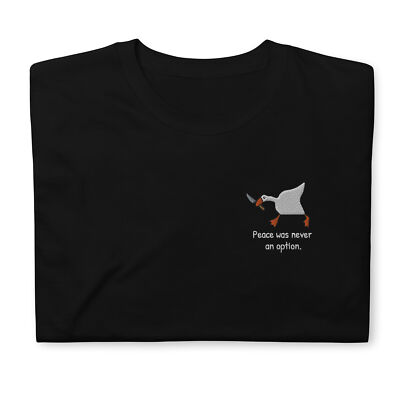 Embroidered Murder Duck T-Shirt, Peace Was Never An Option, Duck with Knife Meme