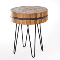 Holz Beistelltisch Stella Sofatisch Nachttisch Hocker Teakholz Tisch Klein Deko