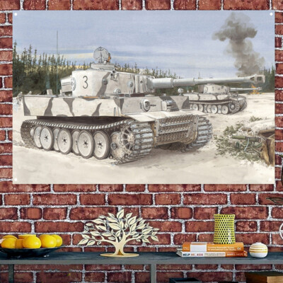 Pz.Kpfw. VI Ausf. E Tiger Tank Print Art Poster Wall Charts Armored Weapons Flag
