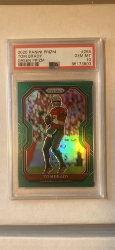Tom Brady 2020 Panini Prizm #255 GREEN Prizm Parallel *PSA 10 GEM MINT* G.O.A.T.
