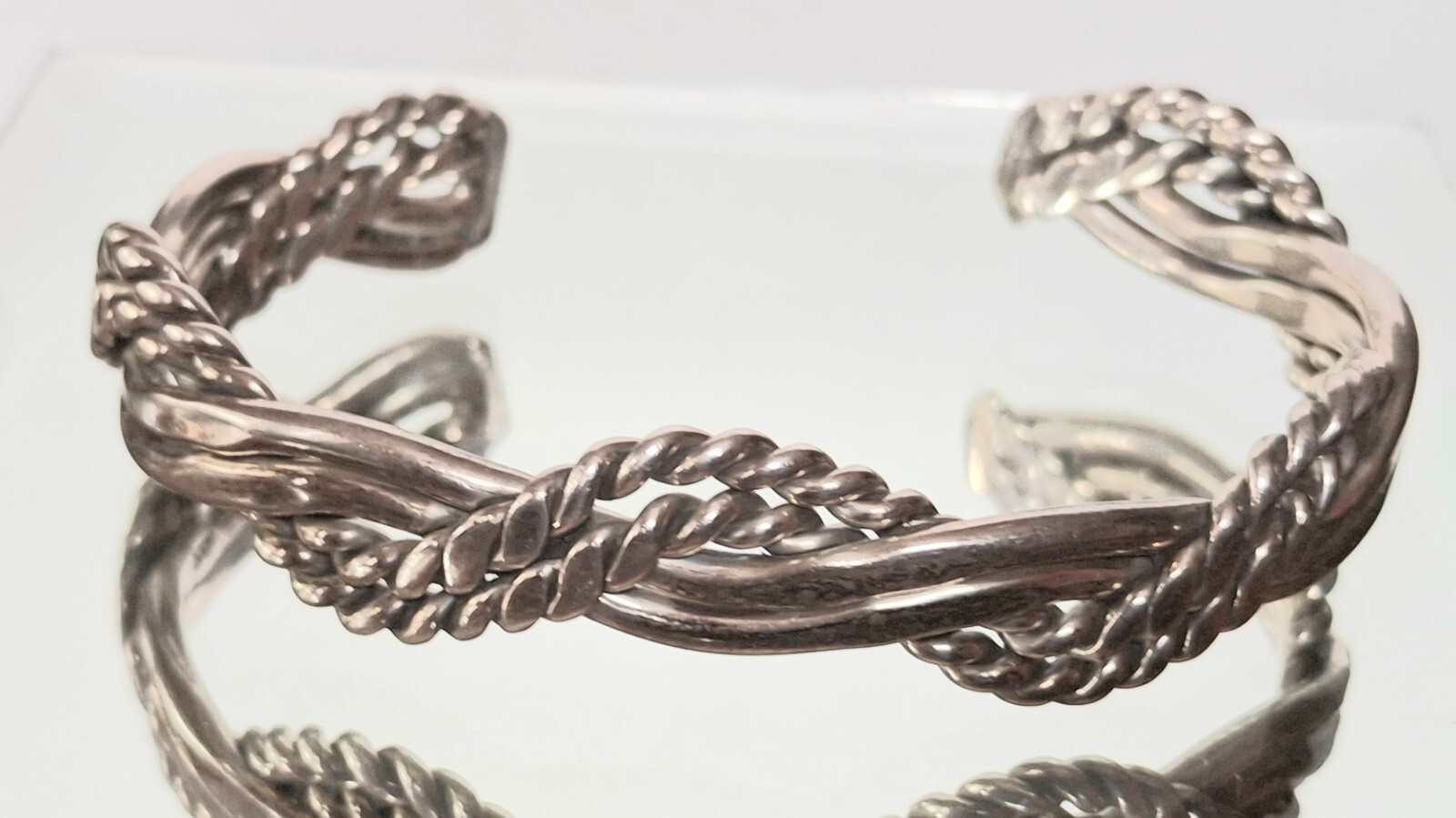 SOLID  CAST  925 STERLING SILVER BRAIDED WAVES CU… - image 7