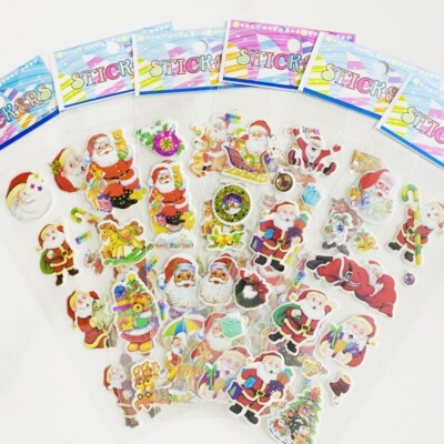 Kid Santa Sticker New Kids 6Sheets 3D Santa Claus Puffy Christmas Gifts Cartoon Children ...