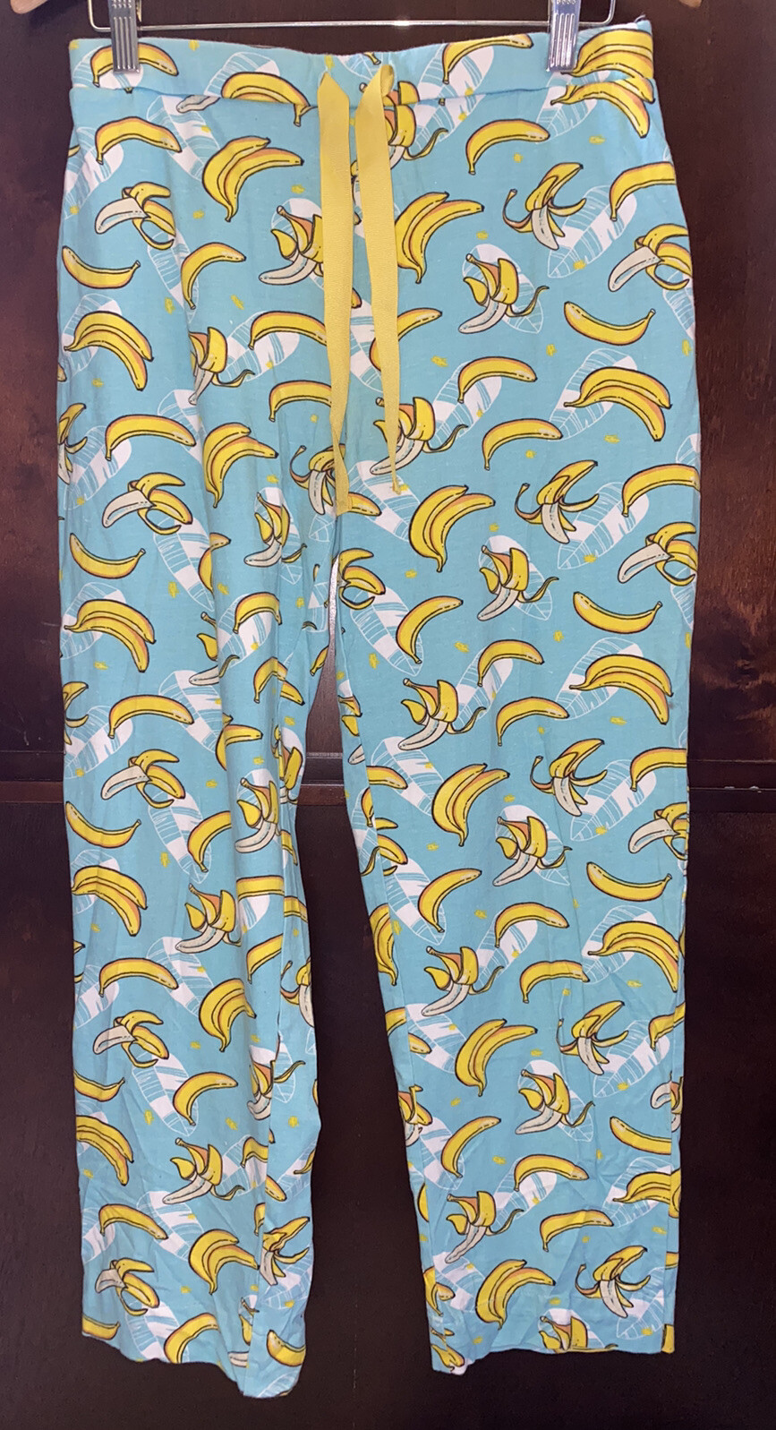 Teal Blue Banana Pajama Pants Womens Size M Pre Owned Excellent Condition-image