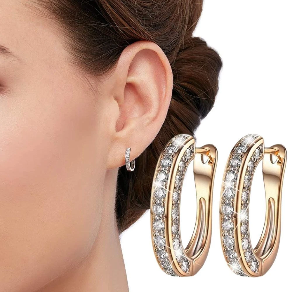 Gold hoop and diamond earrings sale