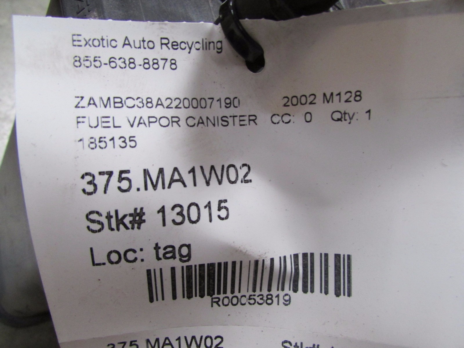 Maserati Coupe, Spyder, Gransport, Fuel Charcoal Canister, Vapor Filter, 185135