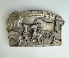 1982 Commemorative Oklahoma Settlers Belt Buckle, Limited 2268 of 5000