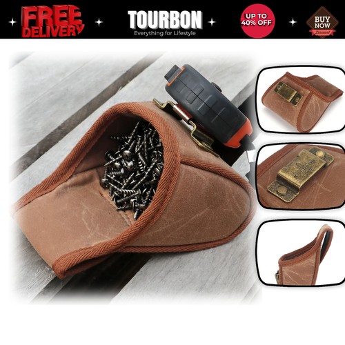 TOURBON Tool Bag Nail Screws Drills Belt Pouch w/Tape Measure Hanger-Daily Deals