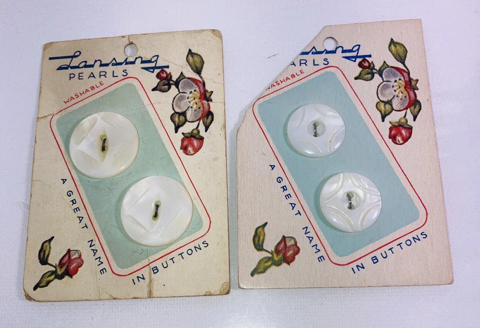 Vintage Lansing Decorative White Pearl Round Buttons (4), 2 -7/8" & 2-3/4” - Image 2 of 4