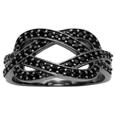 Eternity Round Black Spinel 925 Sterling Silver Ring Jewelry