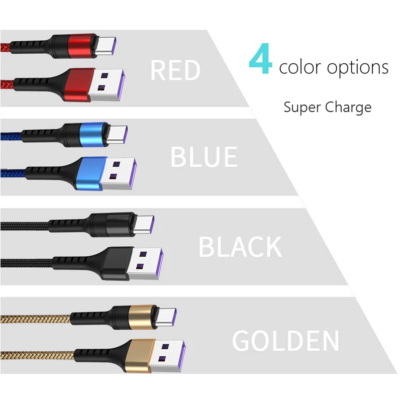 Type C 5A Super Fast Charging Charger Sync Cable For Huawei P30 P20 Samsung - Image 2 of 4