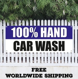 100 Hand Car Wash Advertising Vinyl Banner Flag Sign Auto Car