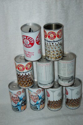 Iron City Pittsburgh Steelers Pirates Empty Steel Beer Can Lot of 9 Super Bowl