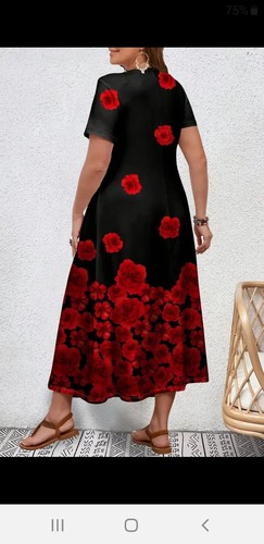 New Red / Black Flowered Dress 24