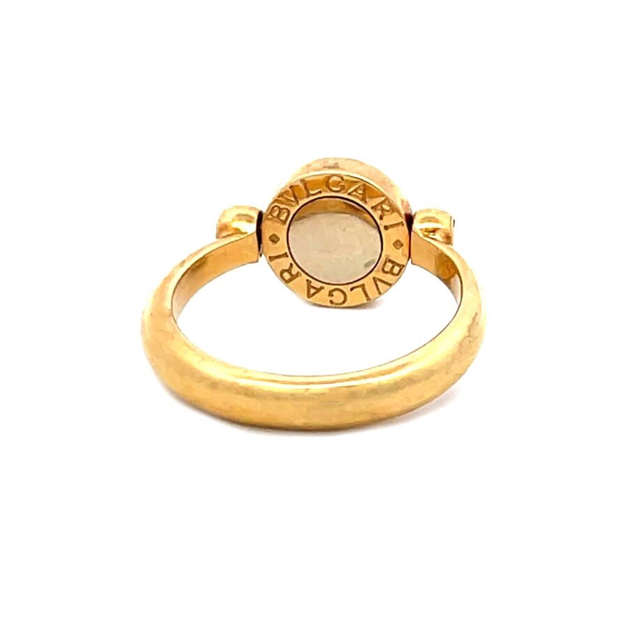 18Kゴールド デザインリング✴︎used ✴︎ Bulgari Diamond Flip Ring 18k Yellow Gold Engraved Circle