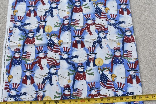 21" Long, Vintage, Skiing Snowmen Quilt Cotton, Alexander Henry, de Leon, P8969 - Picture 3 of 9