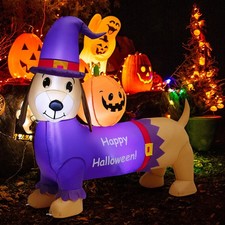 5FT Long Halloween Inflatable Dachshund Dog, Blow Up Outdoor Wiener Dog