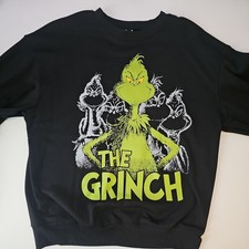Dr. Seuss Women s Grinch Front and Back Long Sleeve Graphic Sweatshirt SMALL 4-6