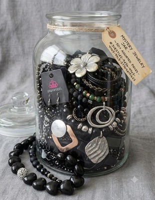 Paparazzi Mixed Lot Fashion Mystery Jewelry Jar 50+ Pc Black Silver Earrings