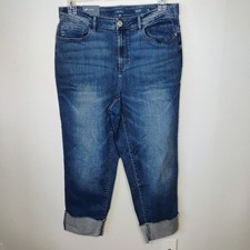 J Jill High Rise Straight Leg Jeans Portland Wash Womens 16 Blue Denim Cuffed