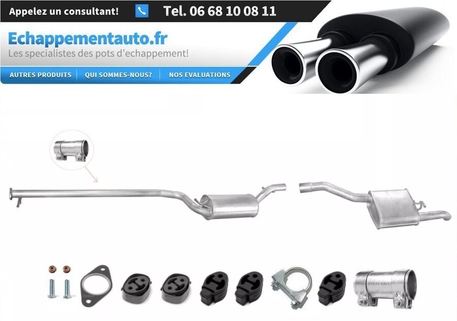 Tube arrière Ford Focus break 1.8 TDCi avec kit silencieux robuste