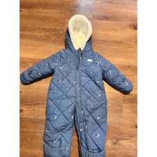 OshKosh B'gosh Baby Girls Blue Floral Quilted Snowsuit Bunting 6-9M OK-SZ1730 AD