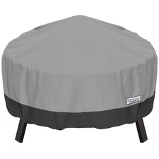 4-Layer Outdoor Round Fire Pit Storage Cover Sun Snow Dust Rain Protection, Grey