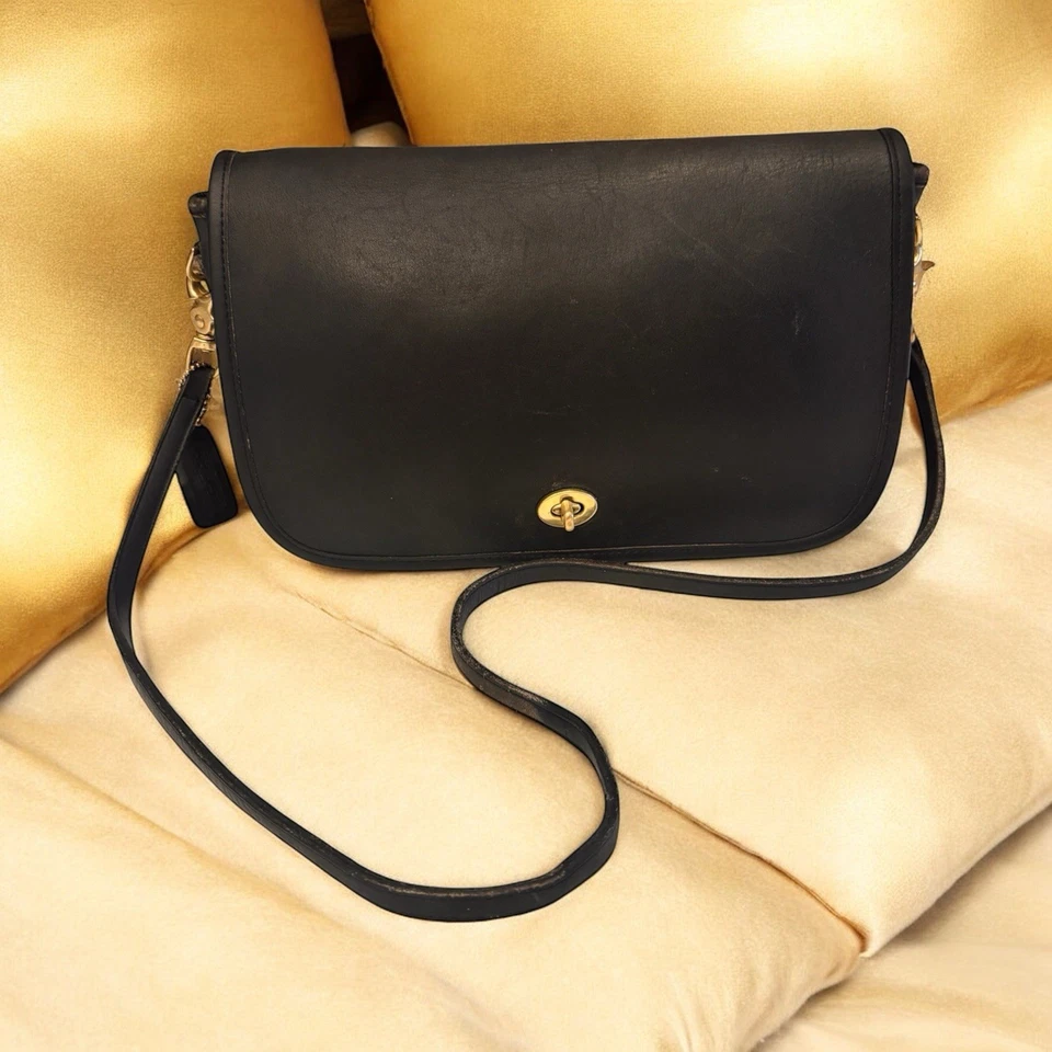 Bolsa tiracolo vintage Coach Companion Flap couro preto 4642 NYC EUA com certificado - Imagem 2 de 4