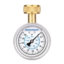 MEASUREMAN 2-1/2" Glycerin Filled Stainless Steel Liquid Test Gauge 