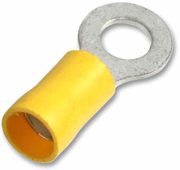 PRO POWER - Ring  Crimp Terminal Yellow 6.0mm 48A, 100 Pack