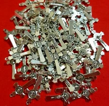  LOT OF 90 St Benedict Cross Stainless Steel  Catholic Jesus Crucifix Pendant 