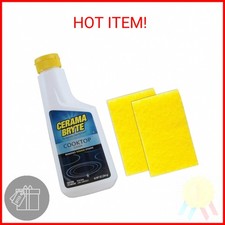 Cerama Bryte Combo Kit Pads Removes Tough Stains Cooktop and Stove Top Cleaner