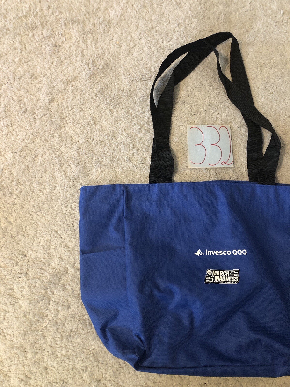 Vintage Distress Invesco QQQ Logo Blue Large Blue Tote Bag With Handle READ image 2