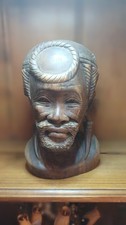 Vintage African Man Head Bust Hand Carved Wooden Tribal Statue