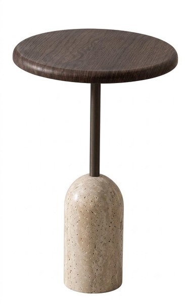LuxuriöSer Beistelltisch Mit Runder Holzplatte Wohnzimmer Tisch-image