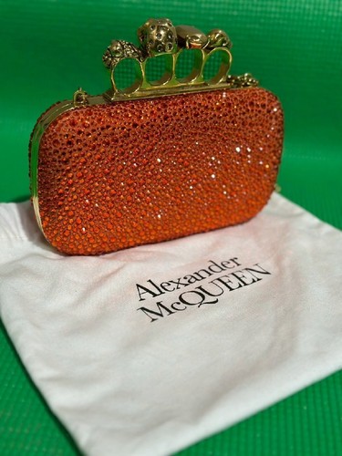 Alexander McQueen Clutch Bag Skull Rhinestones Falling Knuckle From Japan