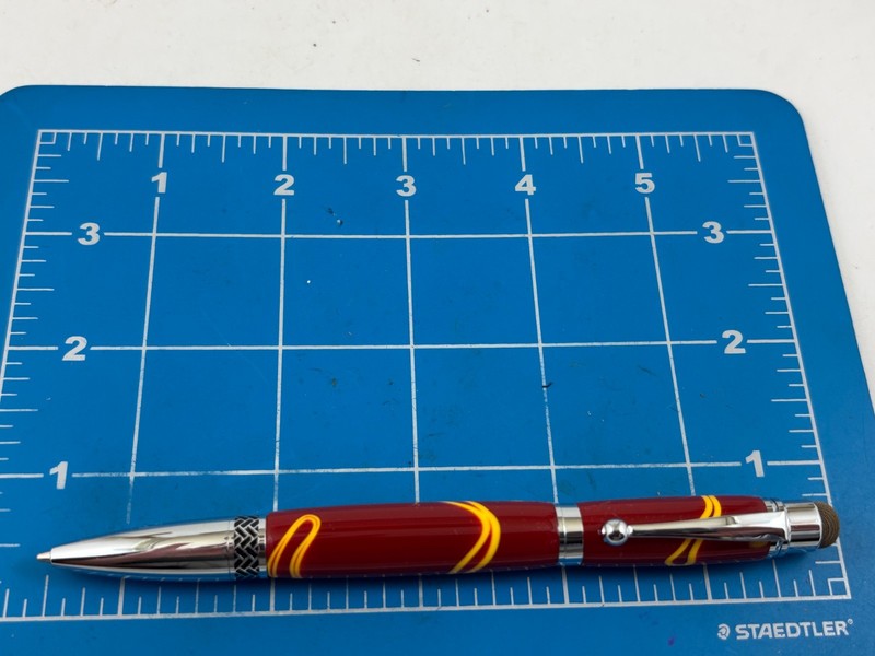 Judd's Excellent Hand Made Red & Yellow Swirl Ballpoint Pen Stylist