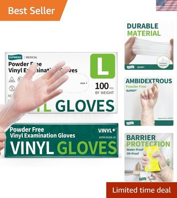 Vinyl Disposable Exam Gloves, Clear 4 Mil Powder-Free Latex-Free Medical Food...