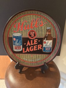 1930's Hull's Ale & Lager Beer Tray New Haven Conn Flat Top Can & Bottle