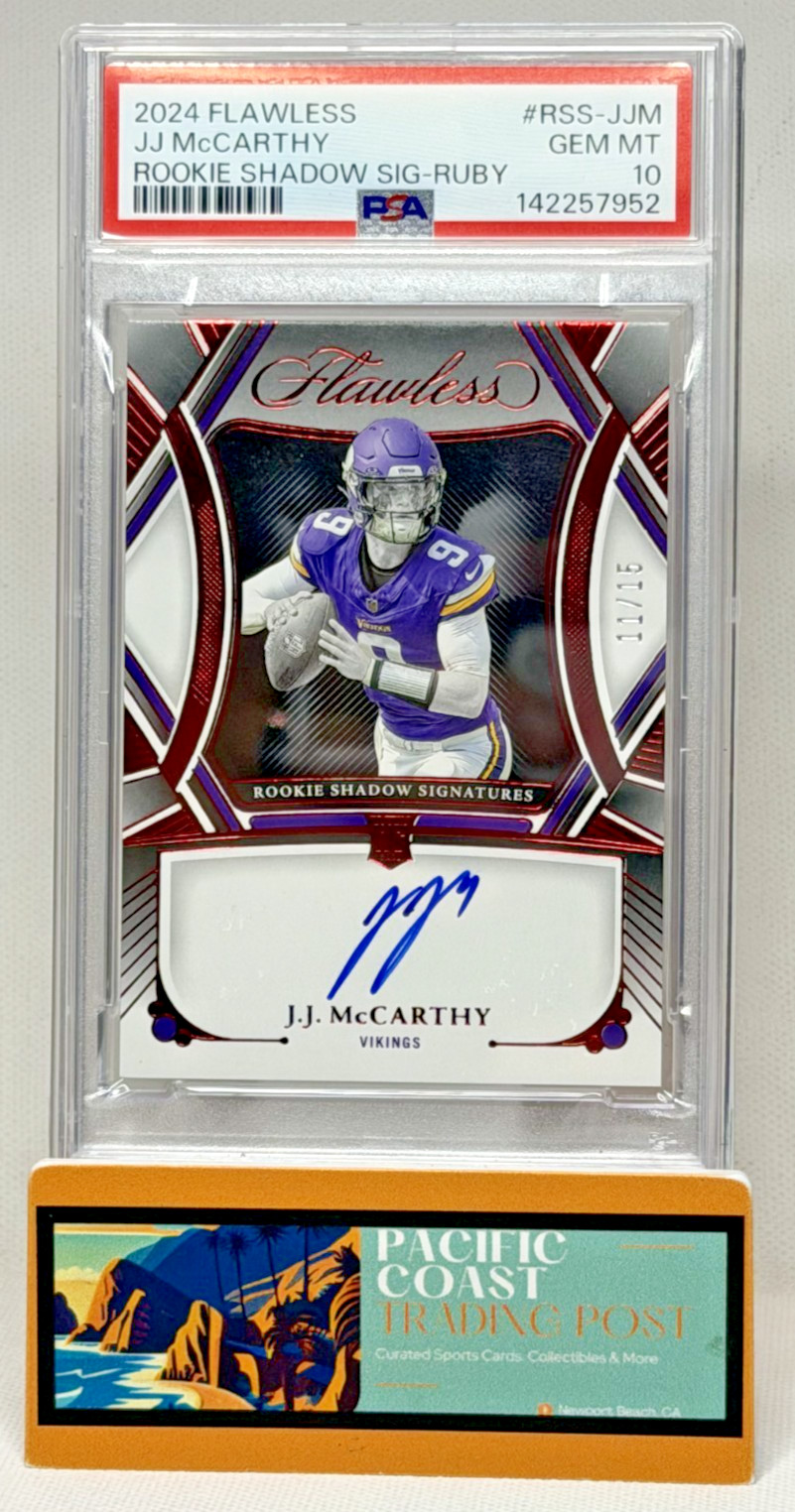 JJ McCarthy Panini Flawless Rookie Shadow Signatures #RSSJJM Ruby