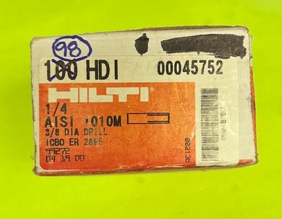 HILTI HDI 45752 Drop in Concrete Anchor 1/4'', 3/8'' Hole Needed. Box Of 98