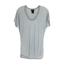 Lord & Taylor Linen Shirt Womens Size Medium P Blue Knit Short Sleeve