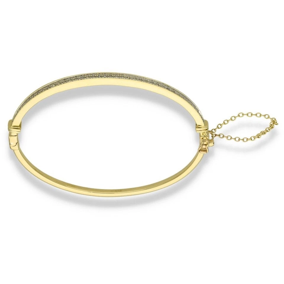 Brazalete de diamantes de oro amarillo de 9 quilates - 18 cm - 0,26 quilates Foto 3 de 4