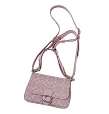 Coach Pink Signature Logo Buckle Shoulder Bag Top Handle Detachable Strap