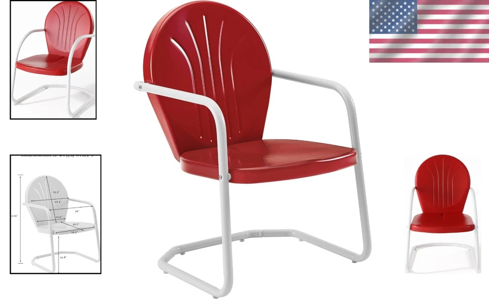 Silla de comedor exterior Griffith de acero duradera - roja vintage para patios y balcones Foto 2 de 4
