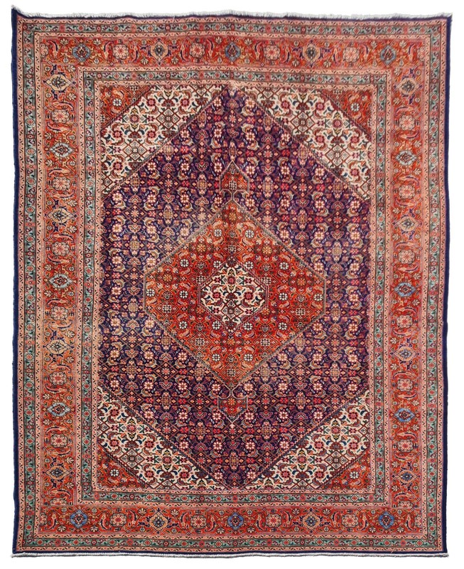 Amazing Hand Knotted Vintage Tribal Tabreez Wool Area Rug 13 x 8 Ft