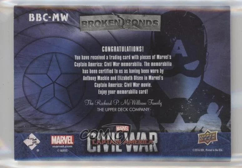 2016 Upper Deck Marvel Capitán América: Civil War Sam Wilson Bruja Escarlata 4et Foto 2 de 3