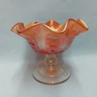 Vintage Dugan Marigold Carnival Pedestal Coin Dot Candy Dish