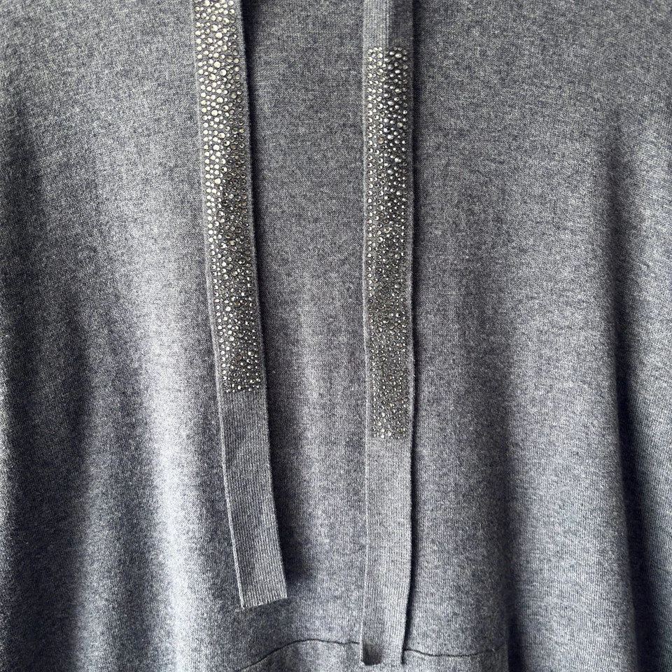 Suéter con Capucha Chico's Talla XXL Algodón Mezcla Cachemira Bolsillo Canguro Foto 3 de 4