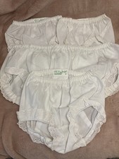 Vintage ICM girls Panties Diaper Cover Size 4 White lace Double Seat x5 Lot